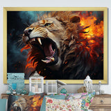 Lions Roaring Echoes I - Animals Canvas Wall Art