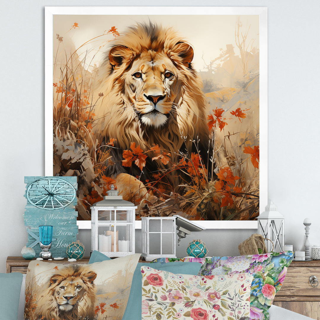 Lion Savannah Dreams - Lion Canvas Wall Art
