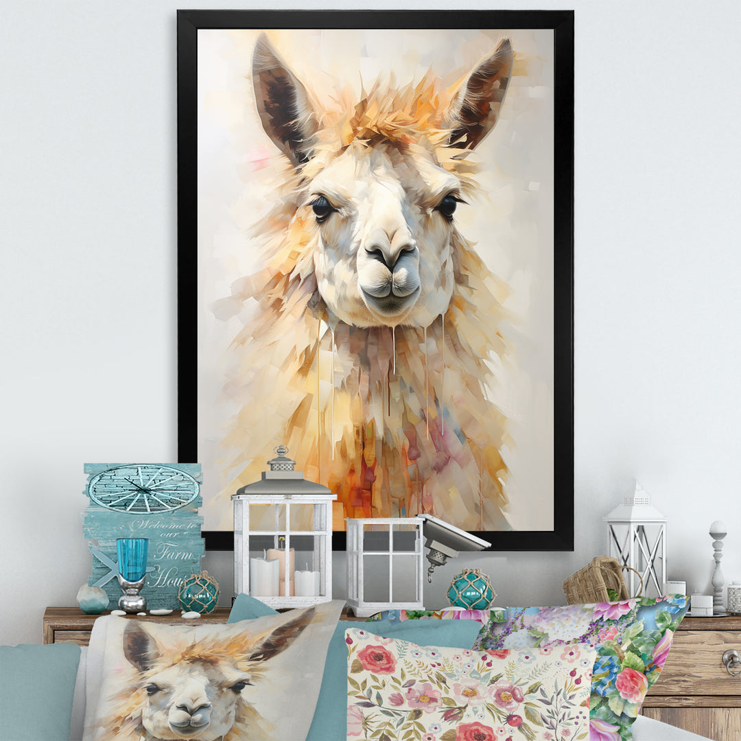 Furry Llama Portrait - Llama Wall Art Prints