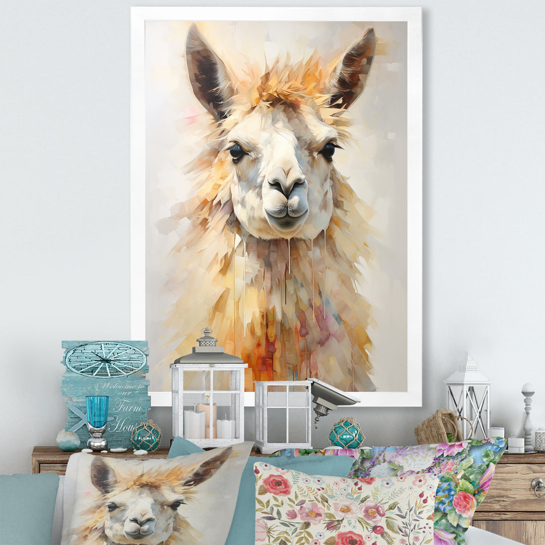 Furry Llama Portrait - Llama Wall Art Prints