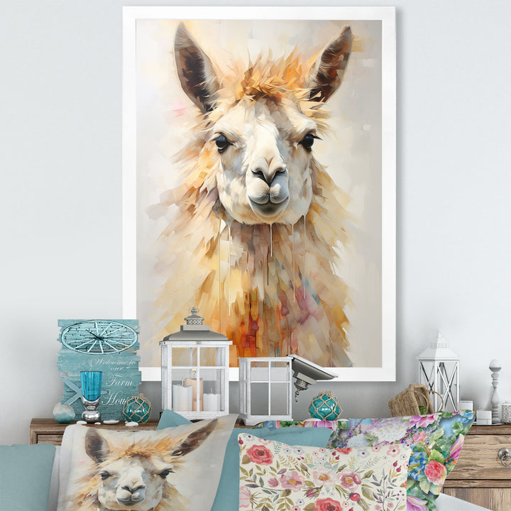 Furry Llama Portrait - Llama Wall Art Prints
