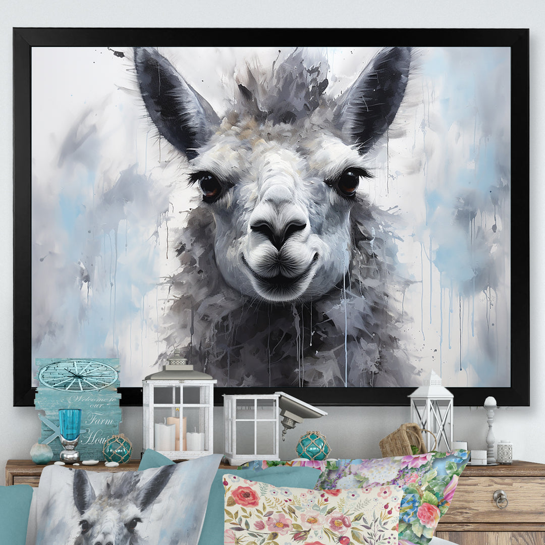 Grey Llama Portrait - Gray Llama Wall Art