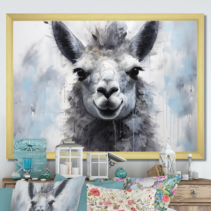 Grey Llama Portrait - Gray Llama Wall Art