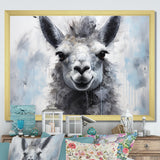 Grey Llama Portrait - Gray Llama Wall Art