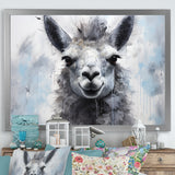 Grey Llama Portrait - Gray Llama Wall Art