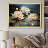 Lotus Blossoms Bathed In Moonlight - Floral Canvas Wall Art