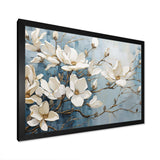 Blue And Gold Painted Magnolias VI - Floral Canvas Wall Art