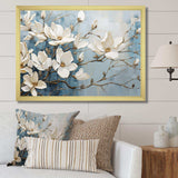 Blue And Gold Painted Magnolias VI - Floral Canvas Wall Art