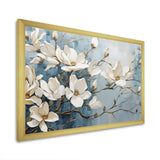 Blue And Gold Painted Magnolias VI - Floral Canvas Wall Art