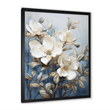 Blue And White Painted Magnolias - Floral Canvas Wall Art