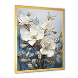 Blue And White Painted Magnolias - Floral Canvas Wall Art