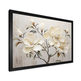 Beige And Green Magnolias Flower Blossum - Floral Canvas Wall Art