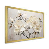 Beige And Green Magnolias Flower Blossum - Floral Canvas Wall Art