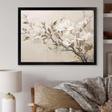 Beige Dreamy Magnolias Blooms I - Floral Canvas Wall Art