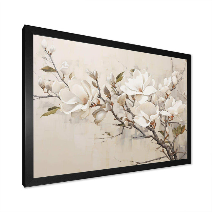 Beige Dreamy Magnolias Blooms I - Floral Canvas Wall Art