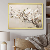 Beige Dreamy Magnolias Blooms I - Floral Canvas Wall Art