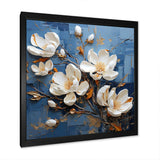 Blue And White Magnolia Blooming - Floral Canvas Wall Art