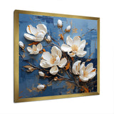 Blue And White Magnolia Blooming - Floral Canvas Wall Art