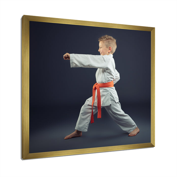 Martial Arts Karate Child Orange Belt Training Studio - Martial Arts Canvas Wall Art