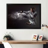 Karate Girl Mid Air Kick - Martial Arts Canvas Wall Art