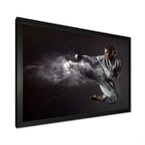 Karate Girl Mid Air Kick - Martial Arts Canvas Wall Art