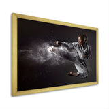 Karate Girl Mid Air Kick - Martial Arts Canvas Wall Art