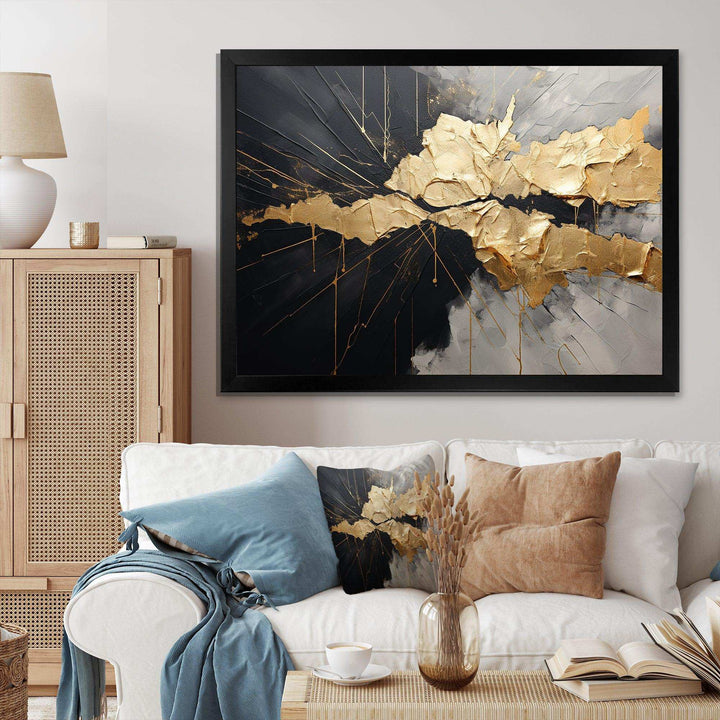 Black And Gold Abstract Meditation I - Abstract Canvas Wall Art