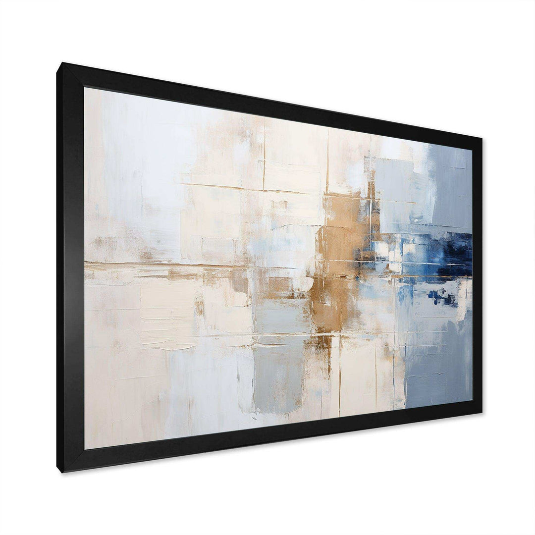 White And Blue Paint Fusion - Abstract Canvas Wall Art