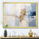 White And Blue Paint Fusion - Abstract Canvas Wall Art