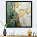 Gold And Green Paint Fusion - Abstract Canvas Wall Art