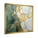 Gold And Green Paint Fusion - Abstract Canvas Wall Art