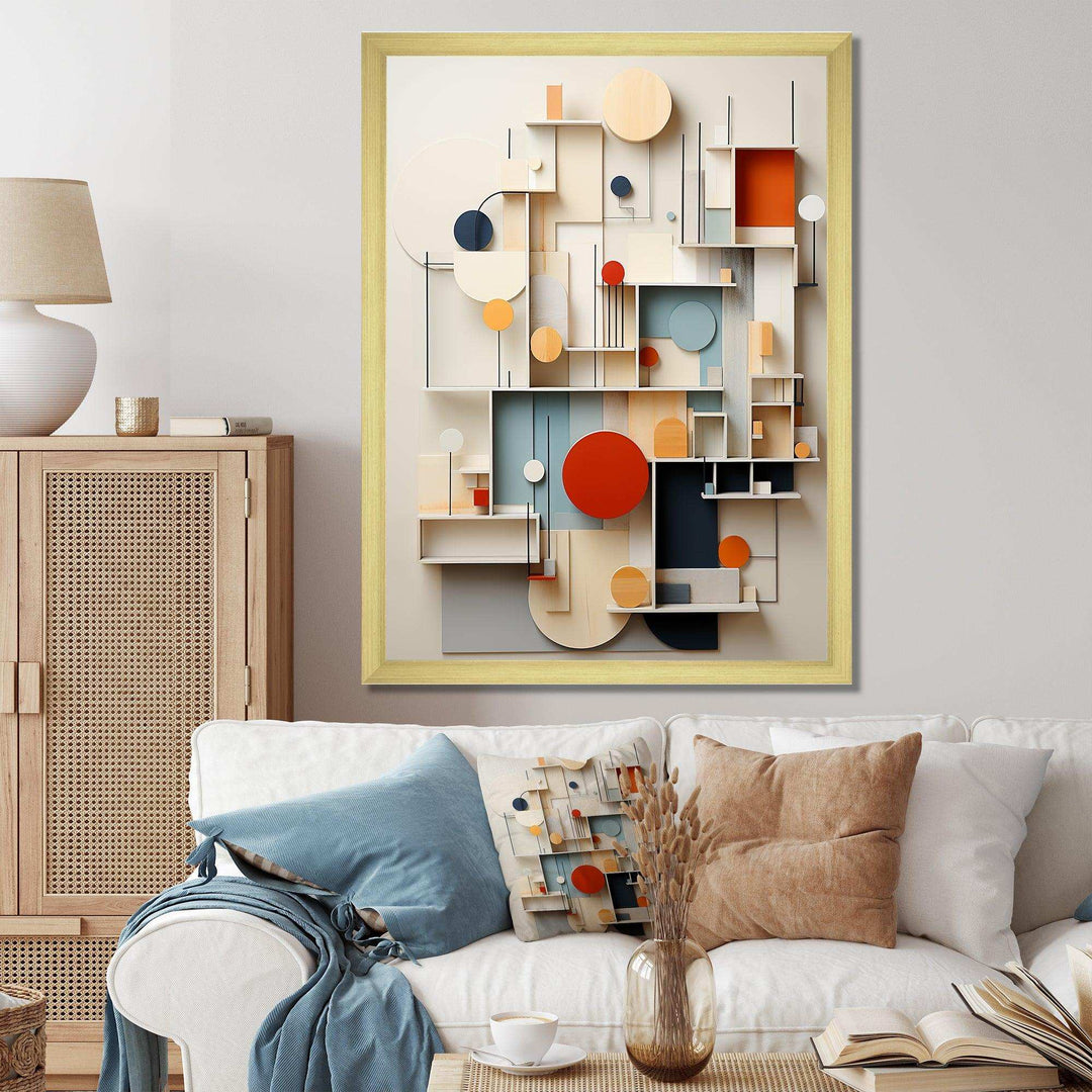 Abstract Geometric White And Blue Essential Forms - Abstract Canvas Wall Art