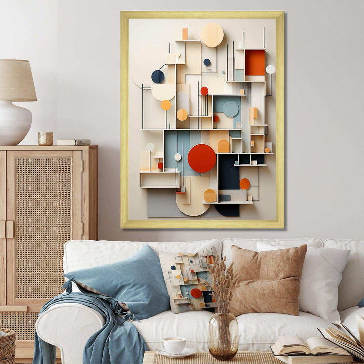 Abstract Geometric White And Blue Essential Forms - Abstract Canvas Wall Art