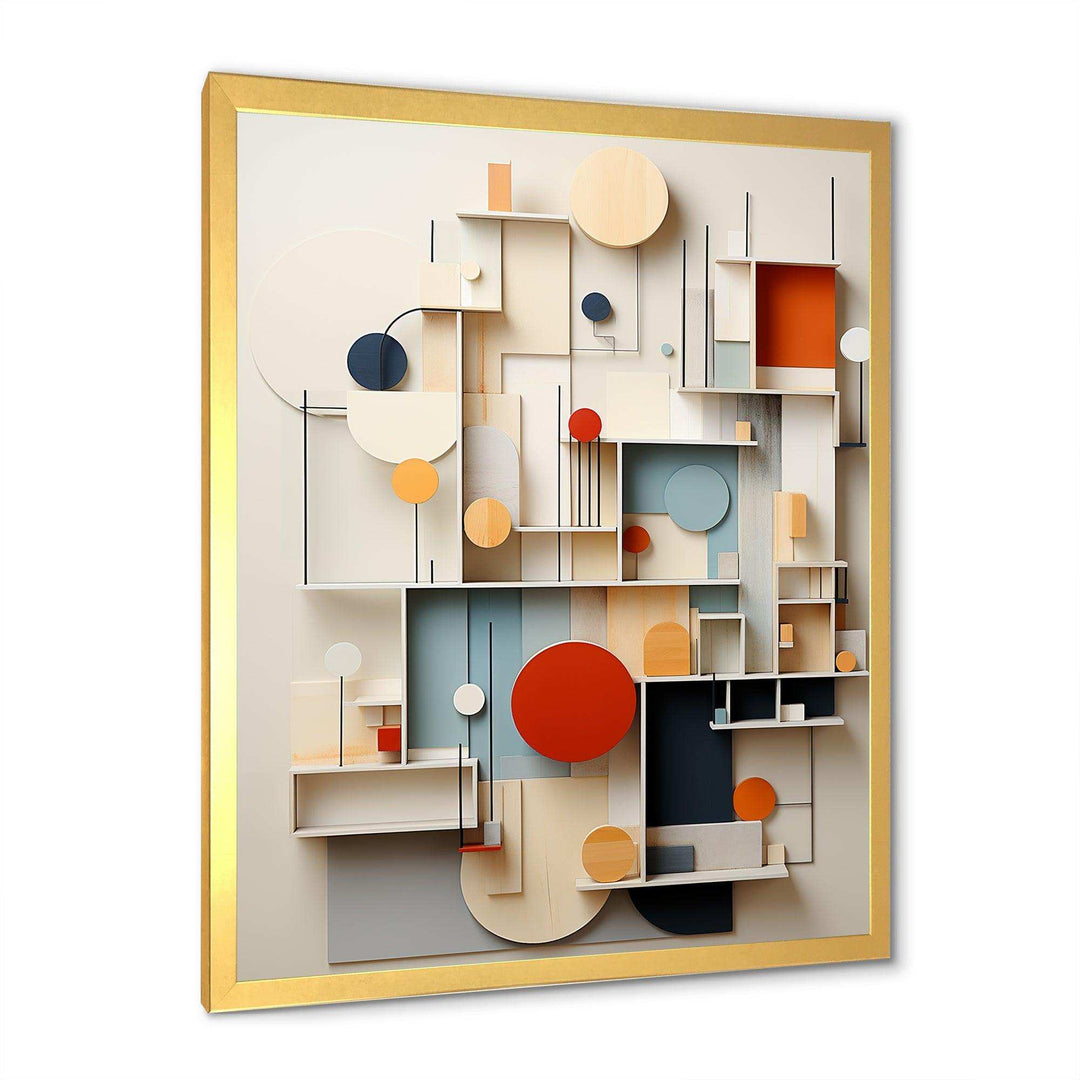 Abstract Geometric White And Blue Essential Forms - Abstract Canvas Wall Art