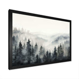 Grey Misty Morning Forest Horizon - Landscapes Canvas Wall Art