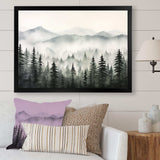 Grey Misty Morning Forest Horizon I - Landscapes Canvas Wall Art