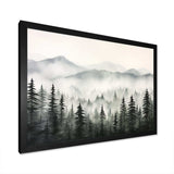 Grey Misty Morning Forest Horizon I - Landscapes Canvas Wall Art