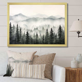 Grey Misty Morning Forest Horizon I - Landscapes Canvas Wall Art