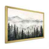 Grey Misty Morning Forest Horizon I - Landscapes Canvas Wall Art