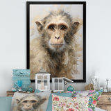Minimalism Monkey Silhouette - Beige Monkey Wall Art
