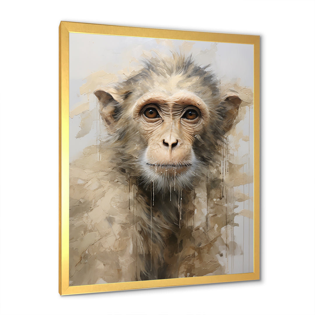 Minimalism Monkey Silhouette - Beige Monkey Wall Art