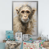 Minimalism Monkey Silhouette - Beige Monkey Wall Art