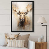 Beige And Gold Moose Portrait - Animals Canvas Wall Art