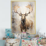Majestic Beige Moose Portrait - Moose Framed Canvas Art