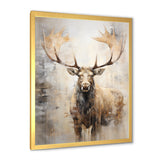 Majestic Beige Moose Portrait - Moose Framed Canvas Art