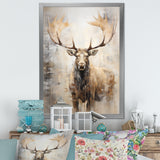 Majestic Beige Moose Portrait - Moose Framed Canvas Art
