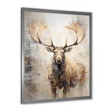 Majestic Beige Moose Portrait - Moose Framed Canvas Art