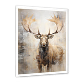 Majestic Beige Moose Portrait - Moose Framed Canvas Art