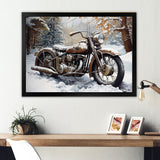 War Rustic War Bike In Winter - Motorcycle Canvas Wall Art