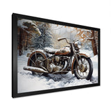 War Rustic War Bike In Winter - Motorcycle Canvas Wall Art